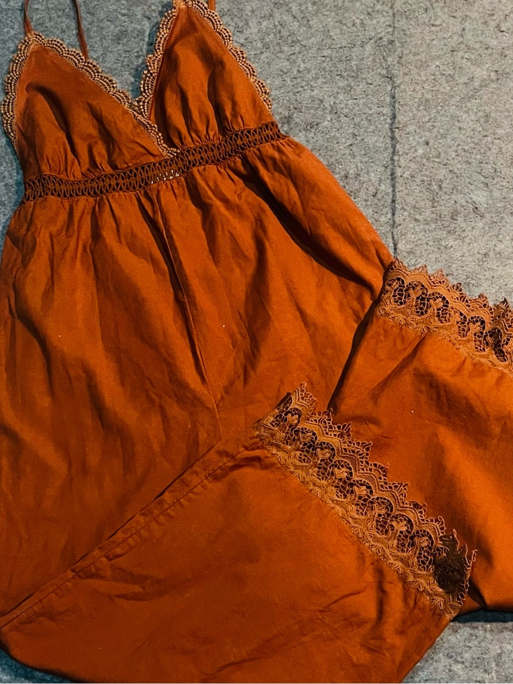 Billabong Rust Lace-Trim Wide-Leg Jumpsuit - Picture 5 of 11